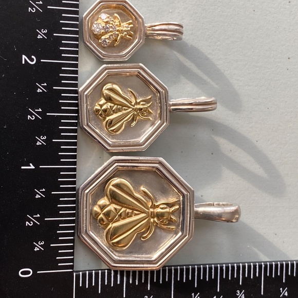 Designer SLANE ~JUMBO~ 18K Yellow Gold BEE Enhancer Pendant Sterling Silver 17gr - Picture 6 of 15